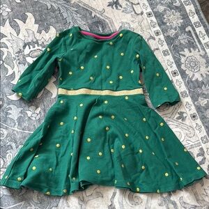 Green Dress with Gold Polka Dots